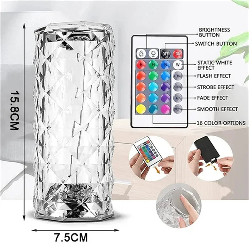 3/16 Colors LED Crystal Table Lamp