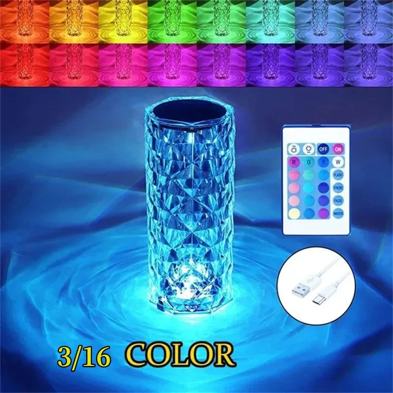 3/16 Colors LED Crystal Table Lamp